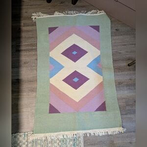 Pastel Geometric Area Rug with Fringe 2'x3'